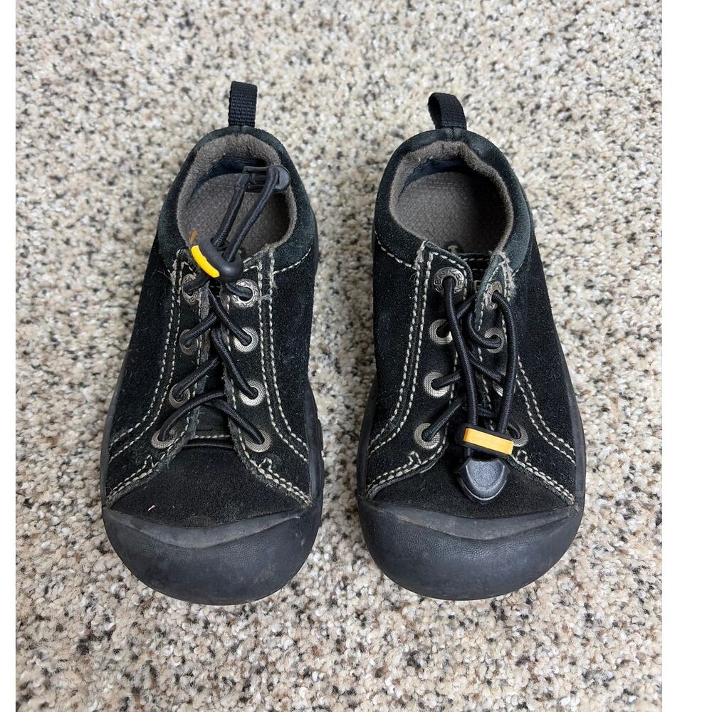 Keen Boys Sneaker Shoes Black Suede‎ Drawcord Size 11 Toddler